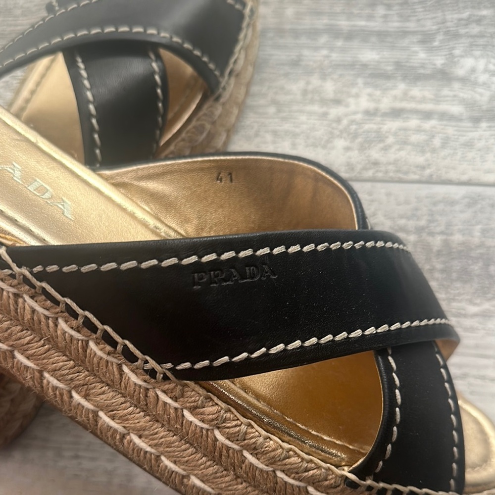 Prada Black and Gold Espadrilles with Elegant Style - Picture 4 of 5